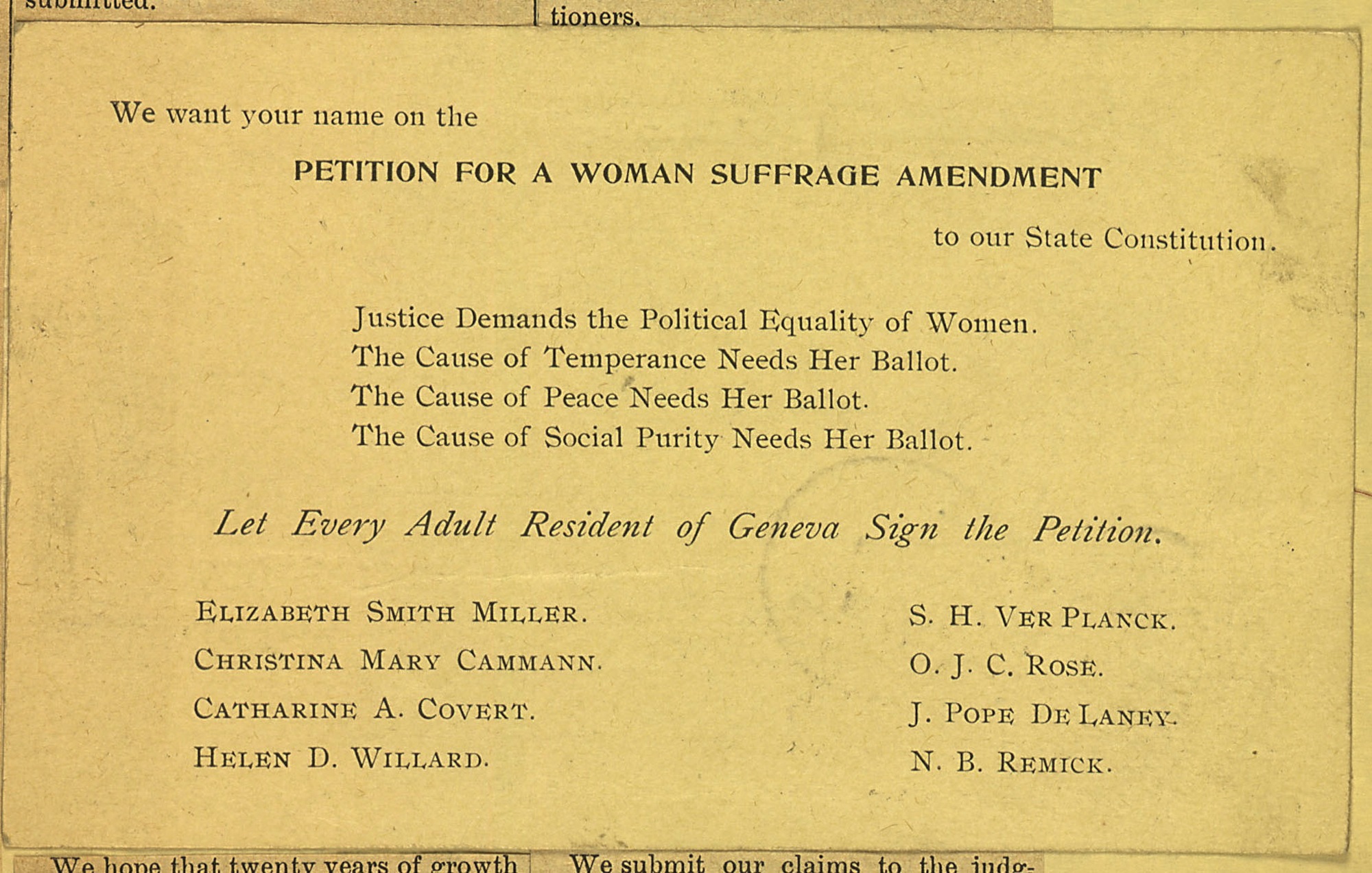 Petition for a Woman Suffrage Amendment